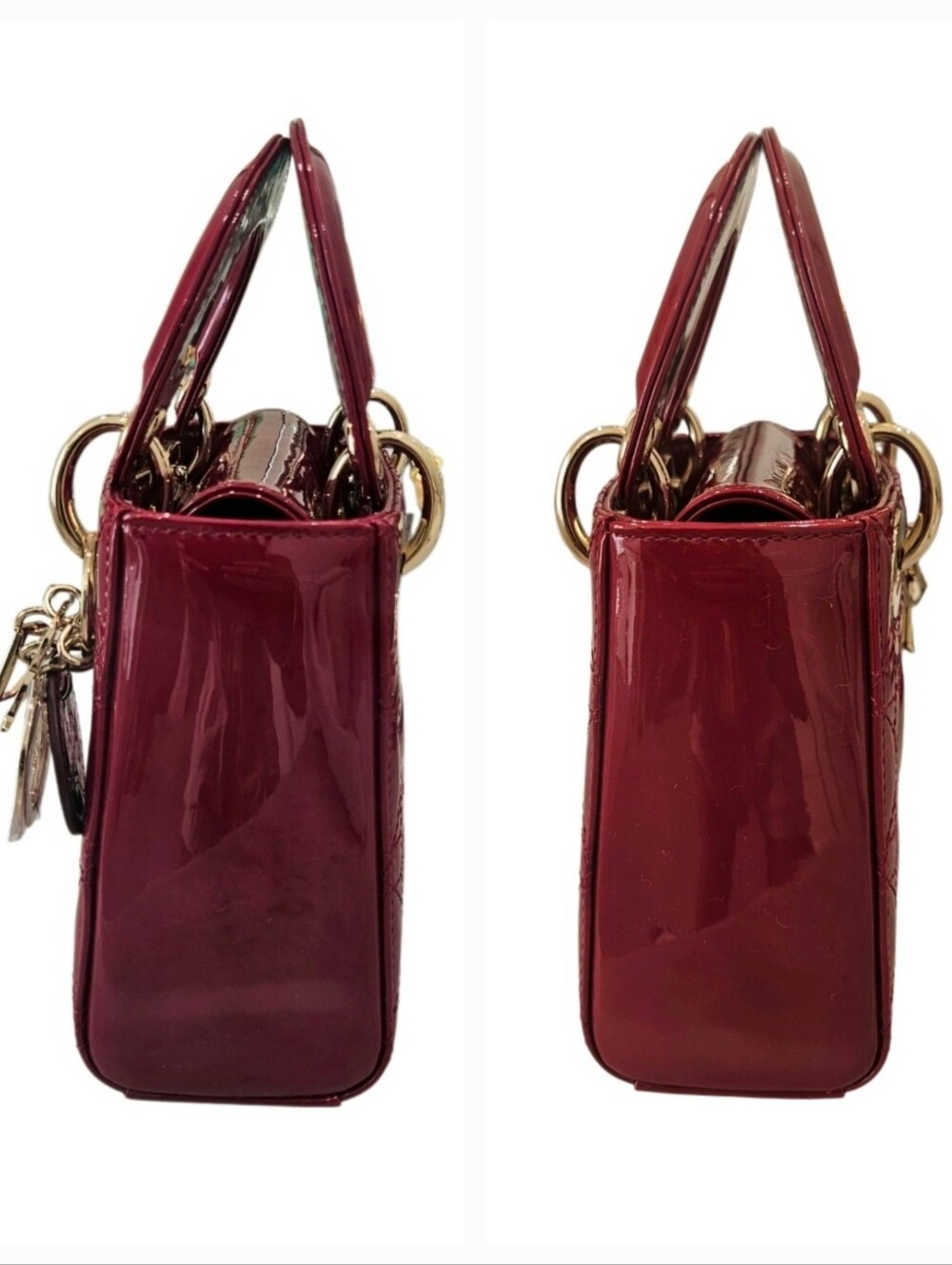 Dior Mini Lady Dior Bag in Cherry Red Patent Cannage Calfskin NIB - Picture 7 of 14
